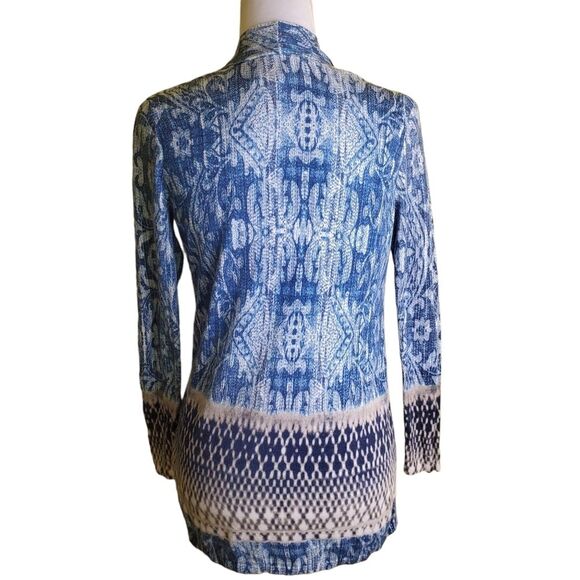Chico’s Blue Patterned Open Front Cardigan Size Small - Picture 5 of 9
